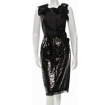 6K Auth Dolce & Gabbana Couture Black Sequined Evening Sheath Dress