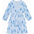 GANNI - Floral-Print Pleated Minidress - Women - Recycled Polyester - 32 - Blue