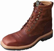 Twisted X Lite Western Work Lacer Waterproof Steel Toe Work Boots For Men - Brown/Rust - 7m