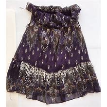 Forever 21 Women Strappless Purple Floral Skirt Knee Length Dress Sz M