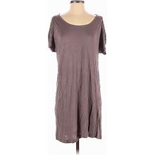 H&M Casual Dress - Shift Cold Shoulder Short Sleeve: Brown Solid Dresses - Women's Size Small