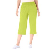 Plus Size Women's Elastic-Waist Knit Capri Pant By Woman Within In Lime (Size 6X)