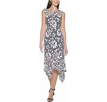 Kensie Dresses Womens Floral Netted Midi Fit & Flare Dress