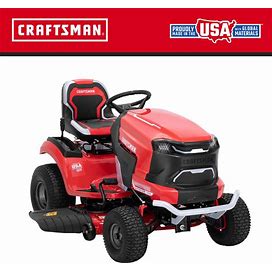 CRAFTSMAN TURNTIGHT 42-In 56-Volt Lithium Ion Electric Riding Lawn Mower With (1) 60 Ah Batteries (Charger Included) In Red | CMCRM233303