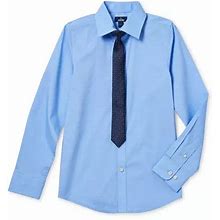 Stafford Little & Big Boys Point Collar Long Sleeve Dress Shirt | Blue | Regular Large (14-16) | Shirts + Tops Dress Shirts