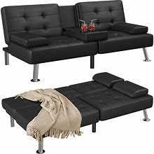 Convertible Folding Futon Sofa Bed Sleeper Couch For Living Room Faux Leather -
