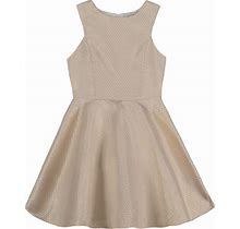 Calvin Klein Little Girls Pieced Bodice Sleeveless Dress - Gold
