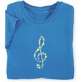 Favoites Multicolor Floral G Clef Ladies T-Shirt By Catalog Small