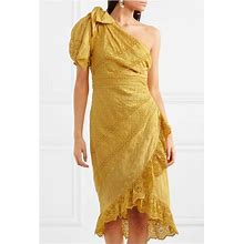 Ulla Johnson Dresses | Ulla Johnson Gwyneth Eyelet Embroidered Midi Dress One Shoulder S New | Color: Yellow | Size: S