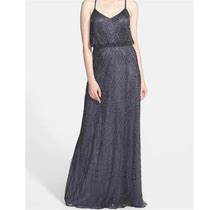 Adrianna Papell Dresses | Adrianna Papell Beaded Chiffon Blouson Gown | Color: Gray | Size: 16