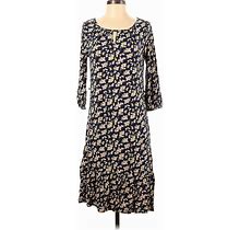 Boden Casual Dress - Shift Scoop Neck 3/4 Sleeves: Blue Print Dresses - Women's Size 0