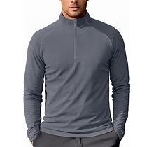 Mens 1/4 Zip Golf Athletic Running Workout Pullover Shirts Long Sleeve Quarter-Zip Thermal Base Layer Top Mock Neck