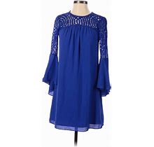 Lilly Pulitzer Casual Dress Mock Long Sleeve: Blue Dresses - Women's Size 00