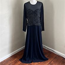 Chadwicks Dresses | Chadwicks Mother Of The Bride Beaded Chiffon Evening Dress | Color: Blue | Size: 12