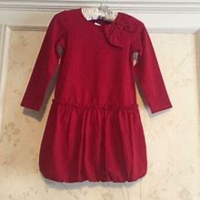 Janie And Jack Victorian Holiday Girls Knit Bubble Dress 2 2T Red