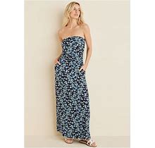 Women's Printed Maxi Dress - Black & Blue, Size S By Venus