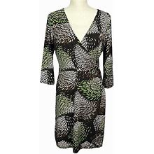 Loft Dresses | Ann Taylor Loft Petites Green & Brown Fall Midi Dress Size 6P | Color: Brown/Green | Size: 6P