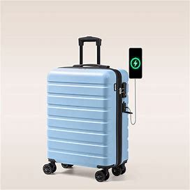 21" Inch Carry On Luggage Hardside PC ABS Lightweight USB Suitcase With Wheels TSA Lock