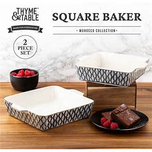 Stoneware Square Baker Baking & Serving Dishes Kitchen Microwave Safe 2-Piece