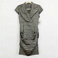 Alex Evenings Ruched Cocktail Dress Size 6 Gray Cap Sleeves Sheath