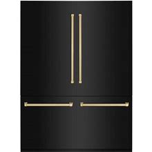 Autograph Edition 60 in. 4-Door French Door Refrigerator W/ Ice & Water Dispenser In Black Stainless & Champagne Bronze