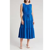 Calvin Klein Sleeveless Tiered Midi Dress - Blue - Casual Dresses Size 6