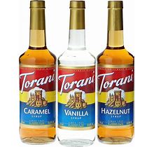 Torani Coffee Syrup Variety Pack - Vanilla, Caramel, Hazelnut, 3-Count, Bottles