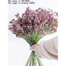 1PC/3PCS Purple Artificial Gypsophila Flower With Multiple Branches, Suitable For Home Decor, Table Top Decoration, Flower Vase Bouquet Diy Flower Arrangement, Wedding Festival Party Decoration,1 PC