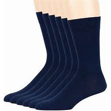 Mens Cotton Dress Thin Socks, Dark Navy, X-Large 13-15, 6 Pack