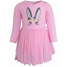 Unique Baby Girls Easter Bunny Embroidery Dress With Tutu (7)