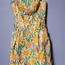 Lilly Pulitzer Dresses | Lilly Pulitzer Daffies Sunflower Strapless Dress | Color: Green/Yellow | Size: 0
