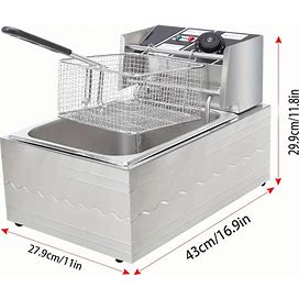 Deep Fryer, Commercial Electric Fryer, Stainless Steel Countertop Deep Fryer, Ideal For Home Kitchens And Restaurant Chefs,Temu
