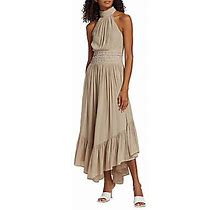 Ramy Brook Women's Shauna Asymmetric Flounce Midi Dress - Flax Beige - Size 2