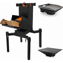 Stanbroil Large 3 in 1 Rocket Stove With Grill Rack, Griddle And Pots Cooking Stand, Heavy Duty Wood Burning Stove With Adjustable Legs For Backyard