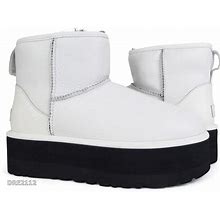 UGG Classic Mini Platform Ultra Matte White Fur Boots Womens Size 9 NEW