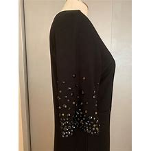Black Dress XL Evening = Formal = Special Occasion Dress With Ultra-Feminine Beaded Decoration Size XL -14