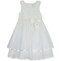 Rare Editions Little Girls Sleeveless Flower Girl Empire Waist Dress | White | Regular 4 | Dresses Empire Waist Dresses | Lace Trim|Tiered | Easter Fa