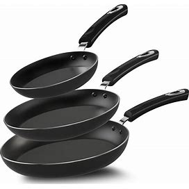 Utopia Kitchen Nonstick Frying Pan Set - 3 Piece Induction Bottom - 8 Inches, 9.5 Inches And 11 Inches (Grey-Black)