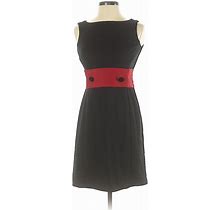 Ann Taylor Casual Dress - A-Line Square Sleeveless: Black Color Block Dresses - Women's Size 0 Petite