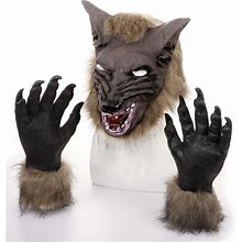 Sratte Halloween Werewolf Costume Set Wolf Head Mask And Claws Gloves For Teens Horror Costumes Party Cosplay Werewolf Dress Up