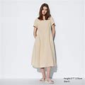 Women's Linen Blend Square Neck Short-Sleeve Dress | Beige | XS | UNIQLO US