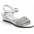 David Tate Extra Wide Width Intimate Wedge Sandal | Women's | Silver Metallic | Size 8.5 | Sandals | Ankle Strap