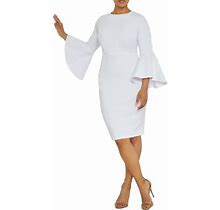 Eloquii Women's Plus Size Flare Sleeve Scuba Dress - 20, White