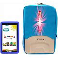 Linsay New 7" New Wi-Fi Kids Tablet 64GB Android 13 Dual Camera With Defender Case And Led Backpack Bundle - Blue