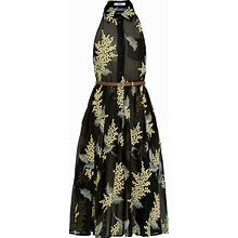 Prada Embroidered Organza Dress, Women, Black, Size 38