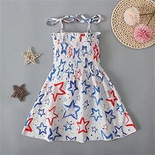 Herrnalise Kids Baby Girls Dress Beach Dresses Casual Sleeveless American Flag Princess Sundress Summer Dress