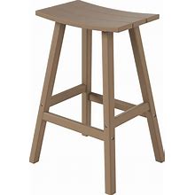 Westintrends Malibu 29 Inch Outdoor Bar Stools, All Weather Resistant Poly Lumber Adirondack Bar Height Stools, Weathered Wood