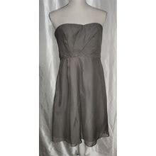 J.Crew 12P Petite 100% Silk Gray Strapless Dress