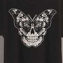 Gildan Shirts | Moth Skull T-Shirt, Witchy Clothing, Plus Size Pastel Goth Skeleton Shirt | Color: Black/White | Size: Various