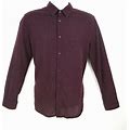 H&M Dress Shirt Mens Sz L Deep Purple White Dots 100% Premium Cotton